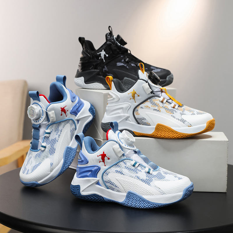 Zapatos de baloncesto para niños 2024 botones giratorios de otoño zapatos deportivos para niños al por mayor
