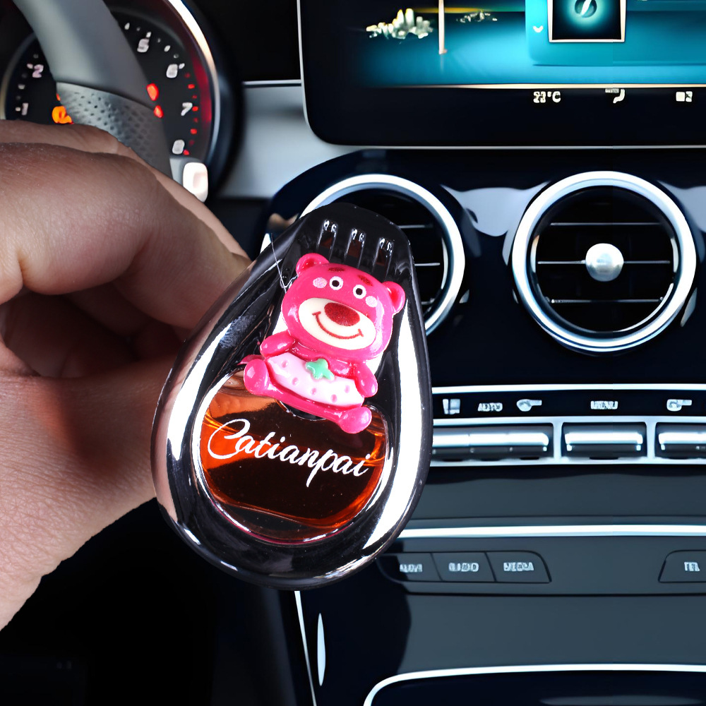 Aromaterapia para coche 2025 decoración de salida de aire de perfume para coche lindo oso decoración de fragancia para coche fragancia ligera duradera para coche
