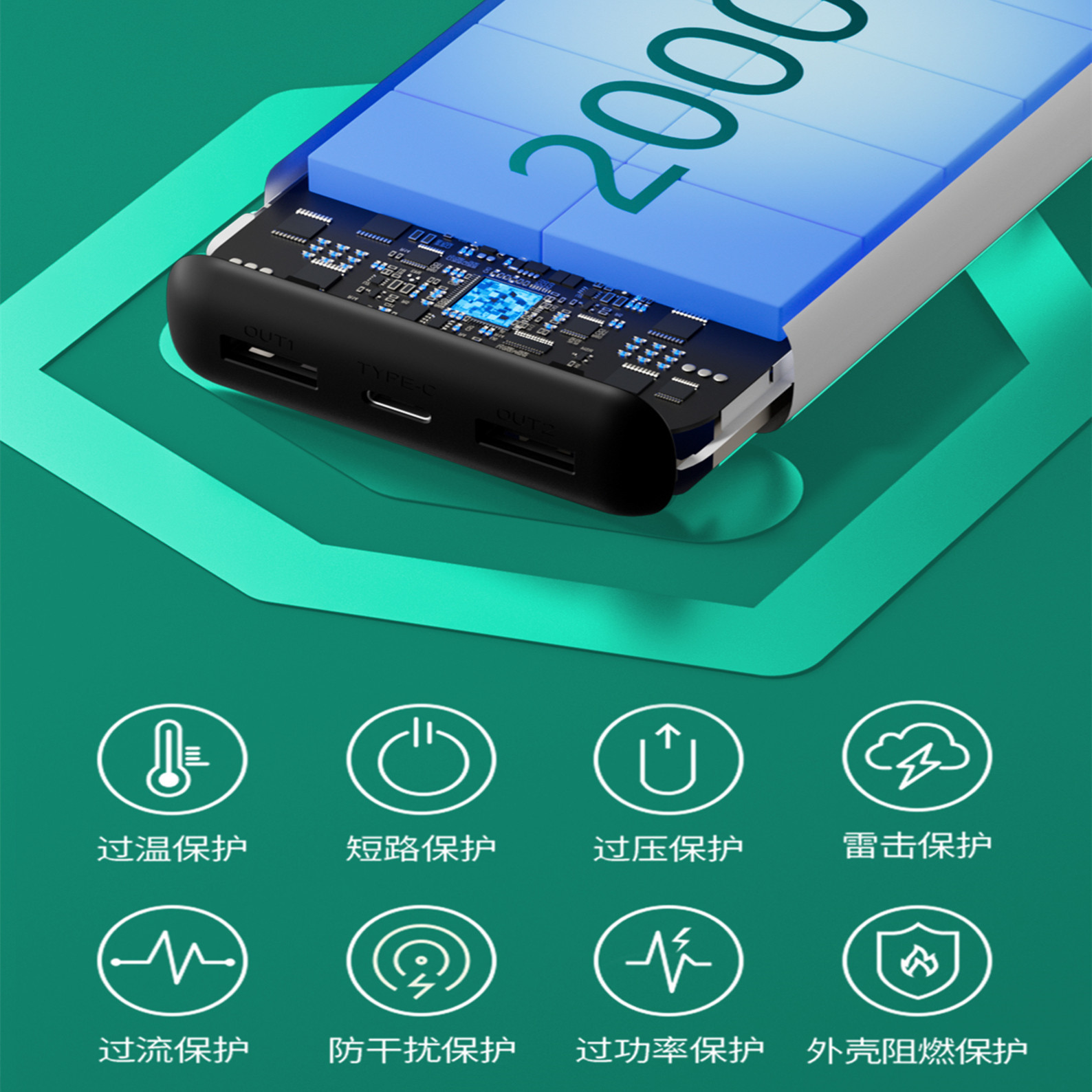 Certificación 3C 20000 mAh lámpara estándar real pantalla digital de carga de alta capacidad 10000mah teléfono móvil fuente de alimentación al por mayor