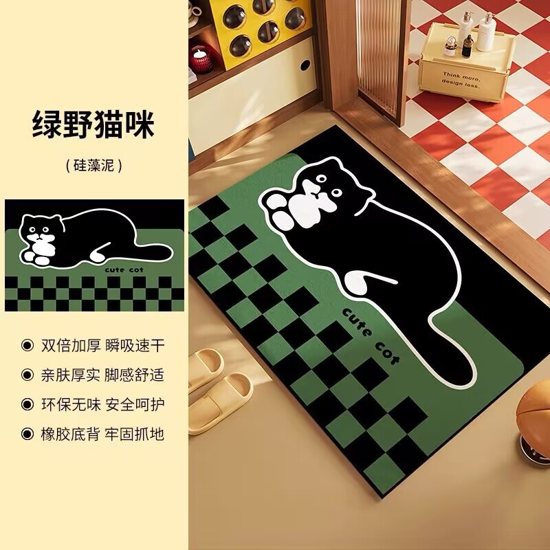 跨境圣诞硅藻泥浴室地垫卫生间吸水地垫厕所门口防滑洗澡专用脚垫|undefined