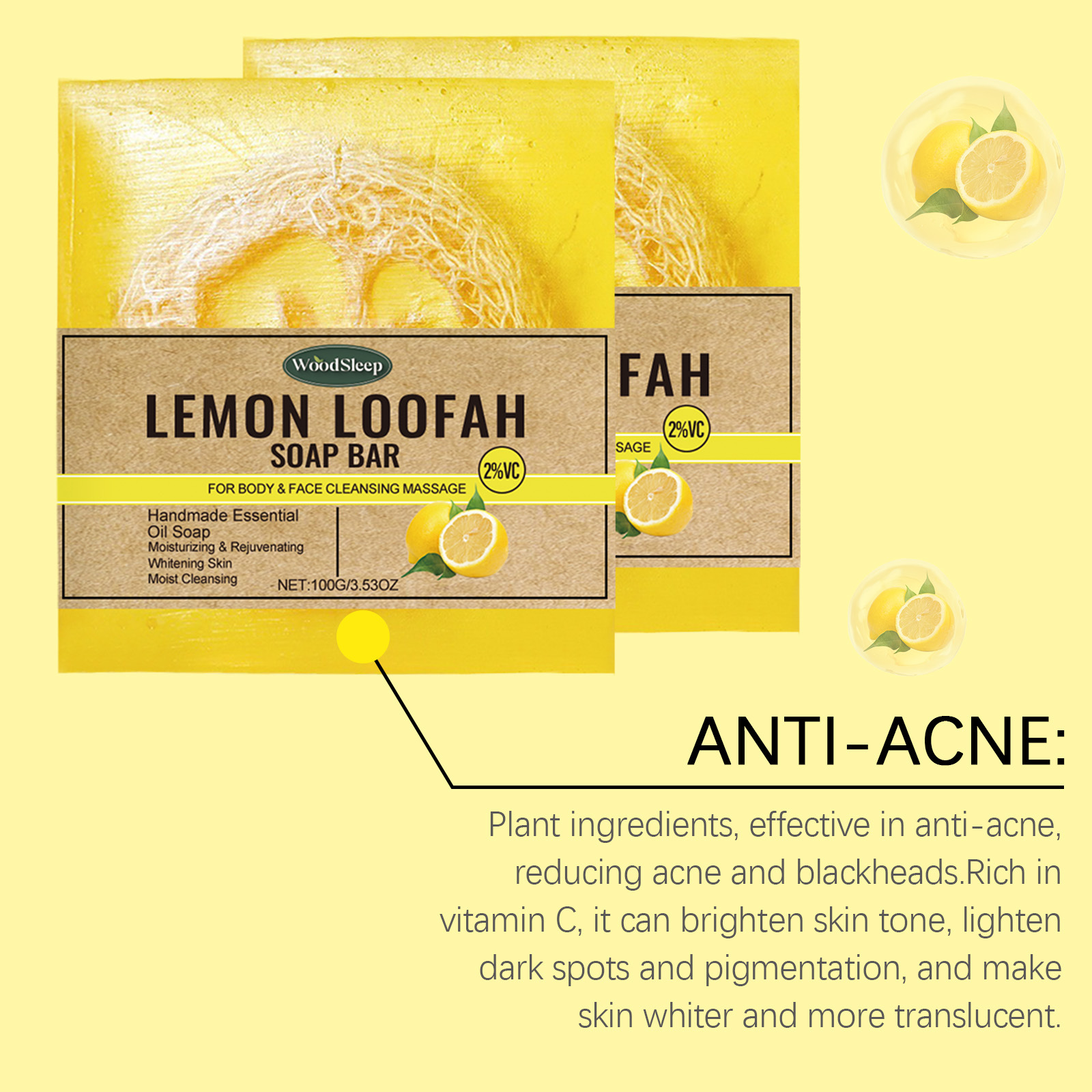 Loofah Lemon Essential Oil Soap, Gently Cleansing Body Skin Refreshing Care Soap_voghion.com