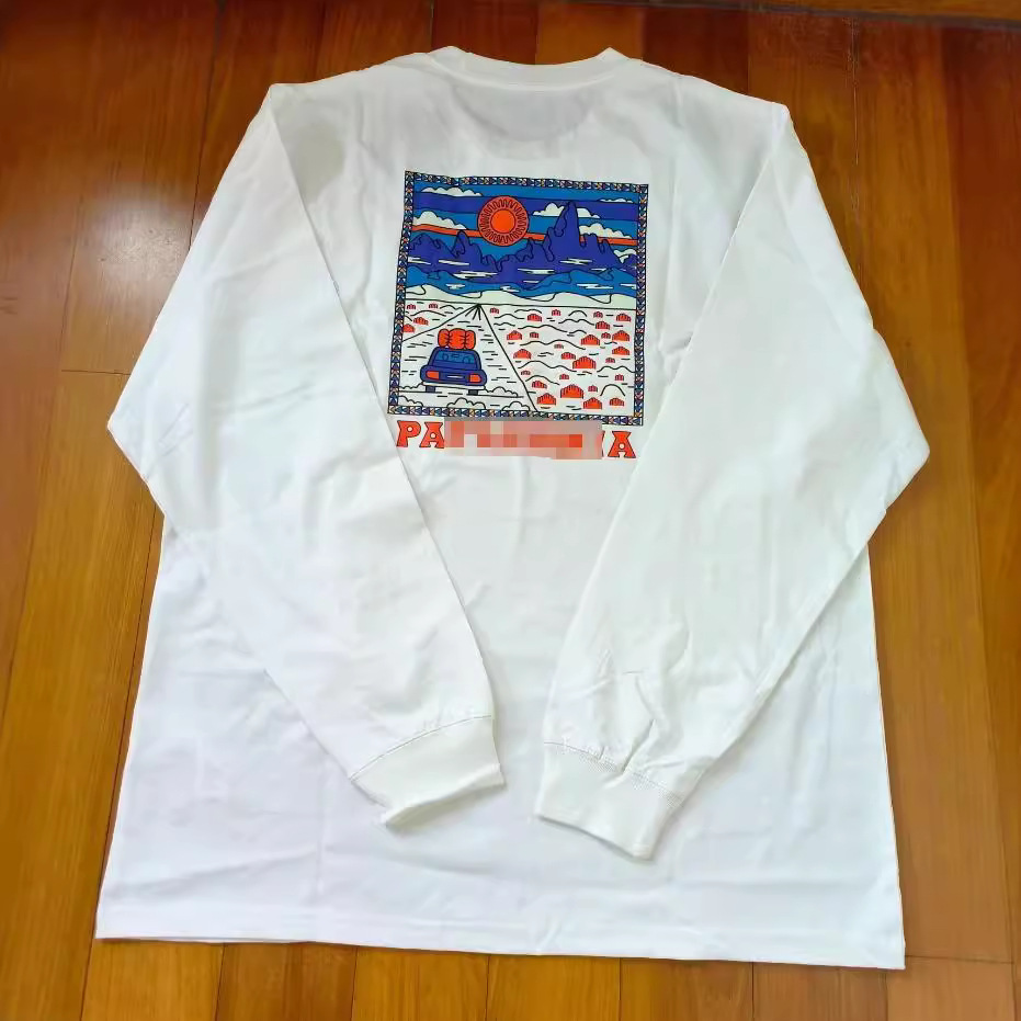 Comercio exterior clásico Sunrise logo puro algodón ola pareja cierre cuello redondo camiseta manga larga