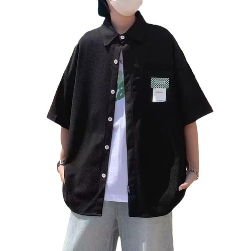 Men's Short Sleeve Shirt 2025 Summer Fashion Youth Versatile Loose Streetwear Cardigan Top Wearable Outdoors