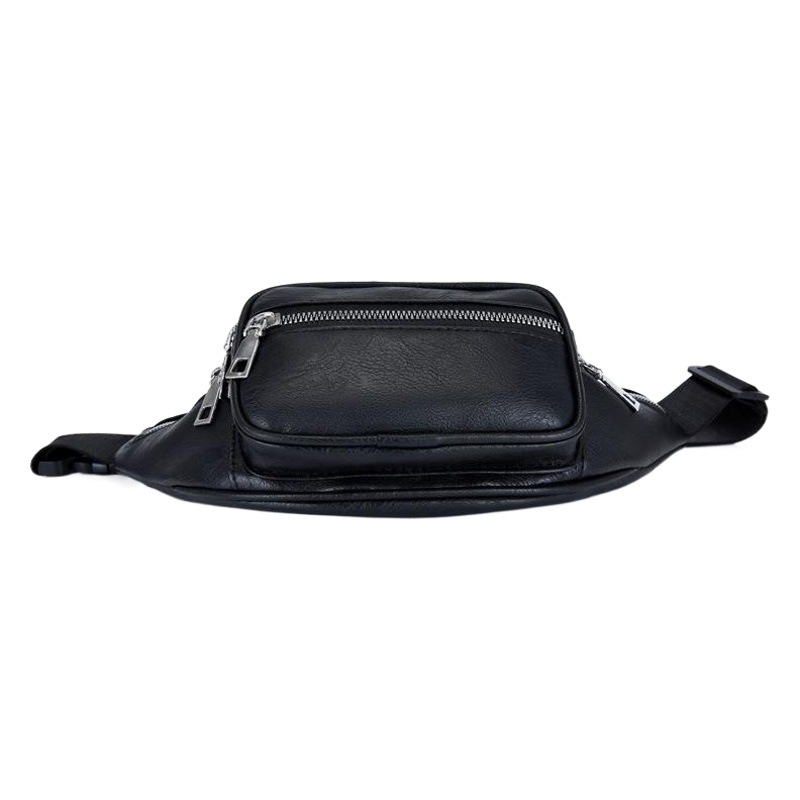 Manufacturer Wholesale New Men's Waist Bag Waterproof and Wear-Resistant Pu Leather Fashion Cross-Border Shoulder Bag Multi-Pocket Versatile Chest Bag