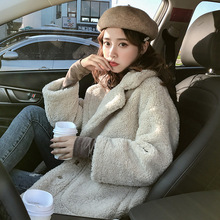 冬季韩版宽松加厚毛绒大衣羔羊毛皮毛一体中长款米色毛茸茸外套女