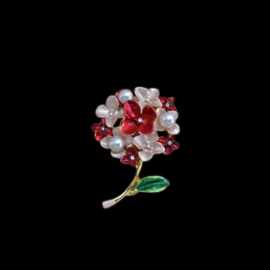 欧美时尚天然气质花朵胸针 合金滴油珍珠花朵胸花别针衣饰 现货