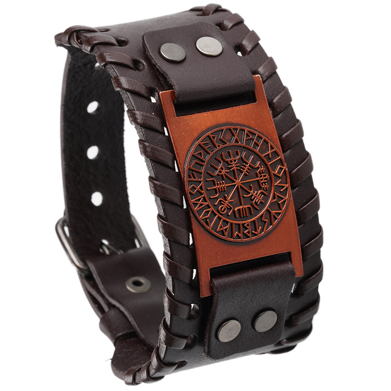 Simple Foreign Trade Jewelry Cowhide Bracelet Vintage Viking Leather Bracelet Personality Aggressive Eagle Guide Men's Bracelet Simple Foreign Trade Jewelry Cowhide Bracelet Vintage Viking Leather Bracelet Personality Aggressive Eagle Guide Men's Bracelet