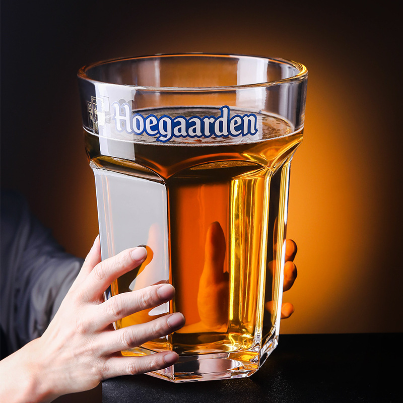 Vaso de cristal súper grande de celebridades de Internet Vaso de cerveza blanca Bélgica Fujia Vaso de bomba hexagonal de gran capacidad de barra Espesar