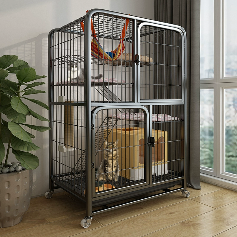 Клетка для кошек Большое свободное пространство с туалетом Кошачье гнездо Кошачье домики в помещении Многослойная роскошная домашняя клетка для больших кошек