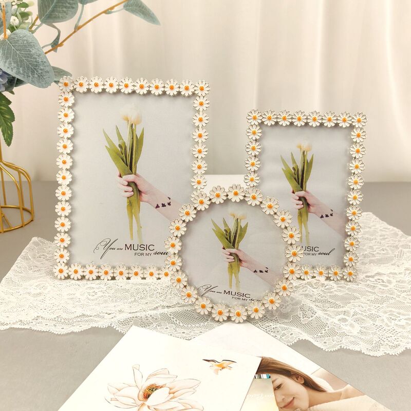 Japanese Flower Photo Frame, Small Daisy Photo Frame, Creative Metal Photo Frame, Kidsren's Photo Album, Wedding Photo Studio Photo Frame