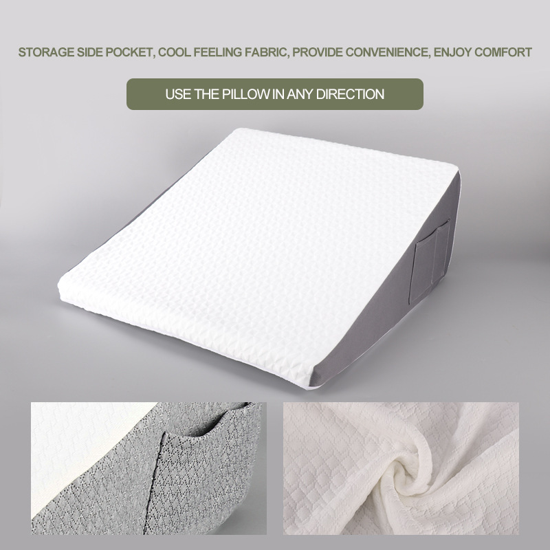 Cojín de cabecera, almohada de cuña, almohada de memoria de espuma, almohada triangular para dormir, reflujo ácido estomacal, anti-ronquido, sueño cómodo