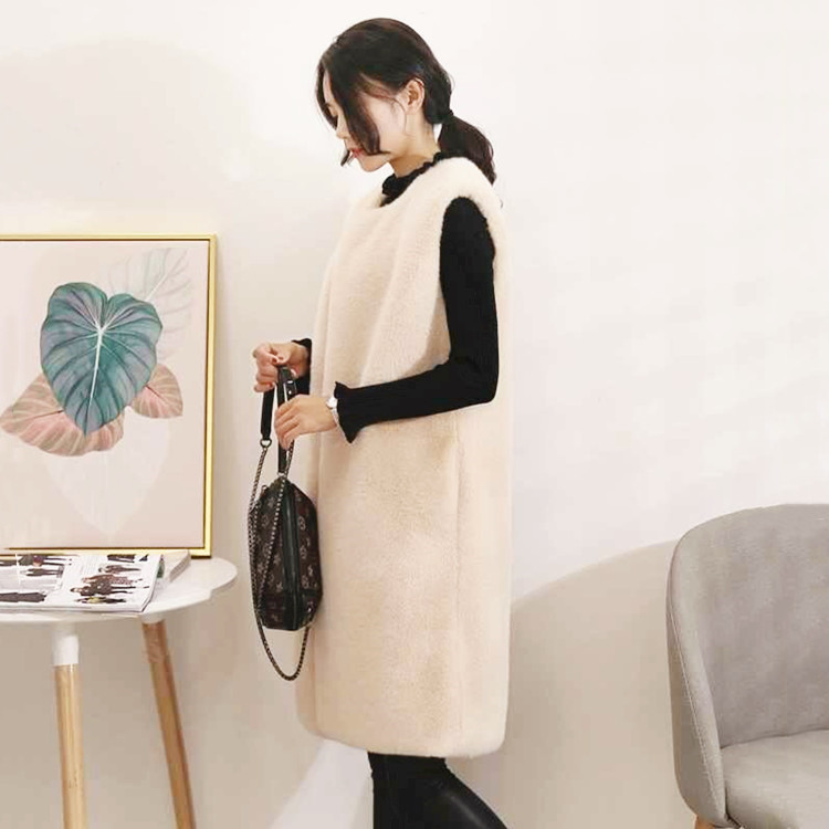 Autumn and Winter New High-end Plush Vest Casual Loose Large Size Women's Long All-match Imitation Rabbit Fur Vest