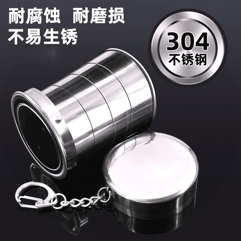 304 acero inoxidable taza de agua plegable taza portátil taza de viaje al aire libre retráctil pequeño taza de enjuague bucal
