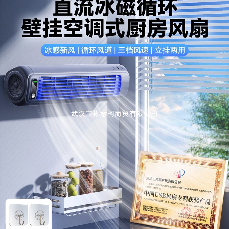 Wall-Mounted Fan for Kitchen, Air Conditioner, Bathroom, Toilet, No-Drill Special Small Fan for Bedroom, Home Wall-Mounted, Quiet