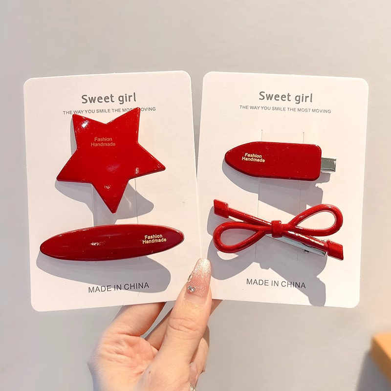 Meilad retro ins viento rojo una palabra clip de pelo oval 2024 nuevo estilo de alta calidad clip de pelo toque