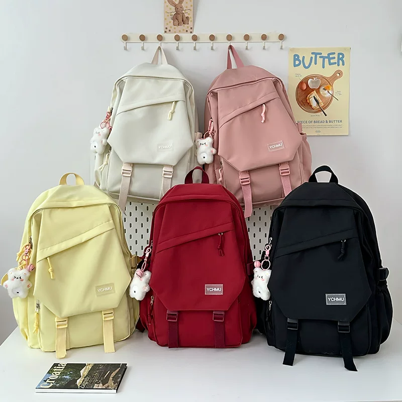 Новый школьный рюкзак Ji Weiyu для девочек Muji, большой вместительный рюкзак, милый однотонный цвет для старшеклассников