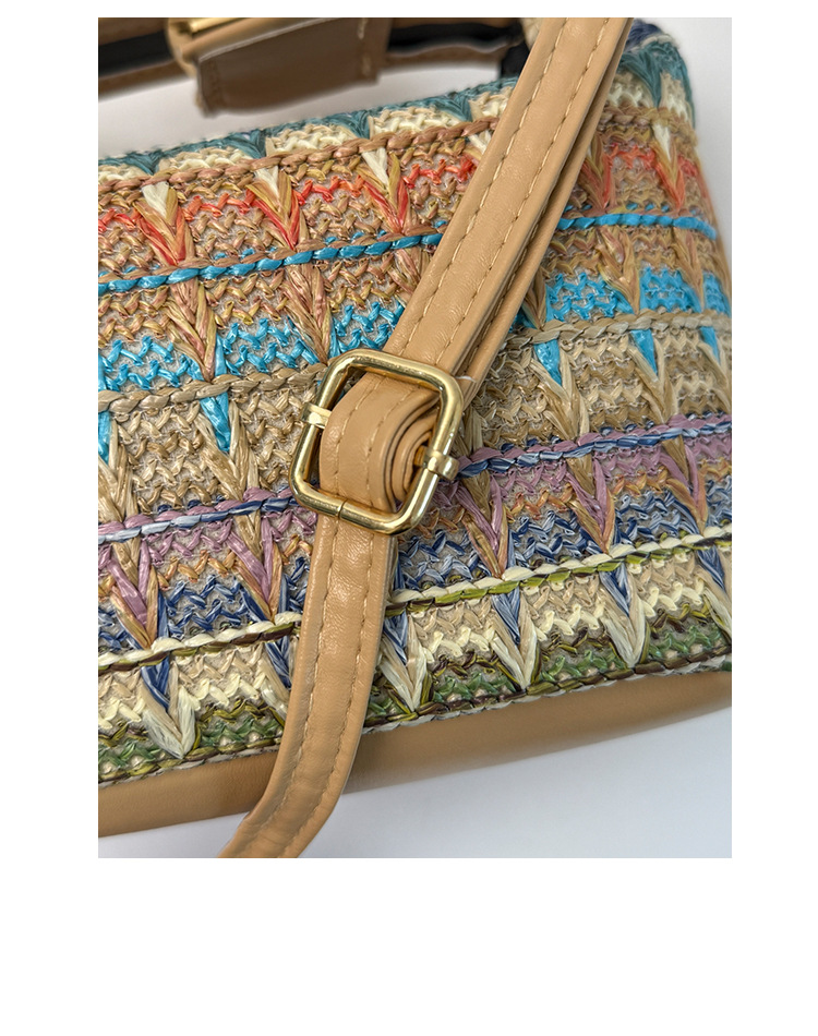 Straw Knitted Handbag Small Square Shoulder Bag With Clasp Casual Versatile Women's Luggage_voghion.com