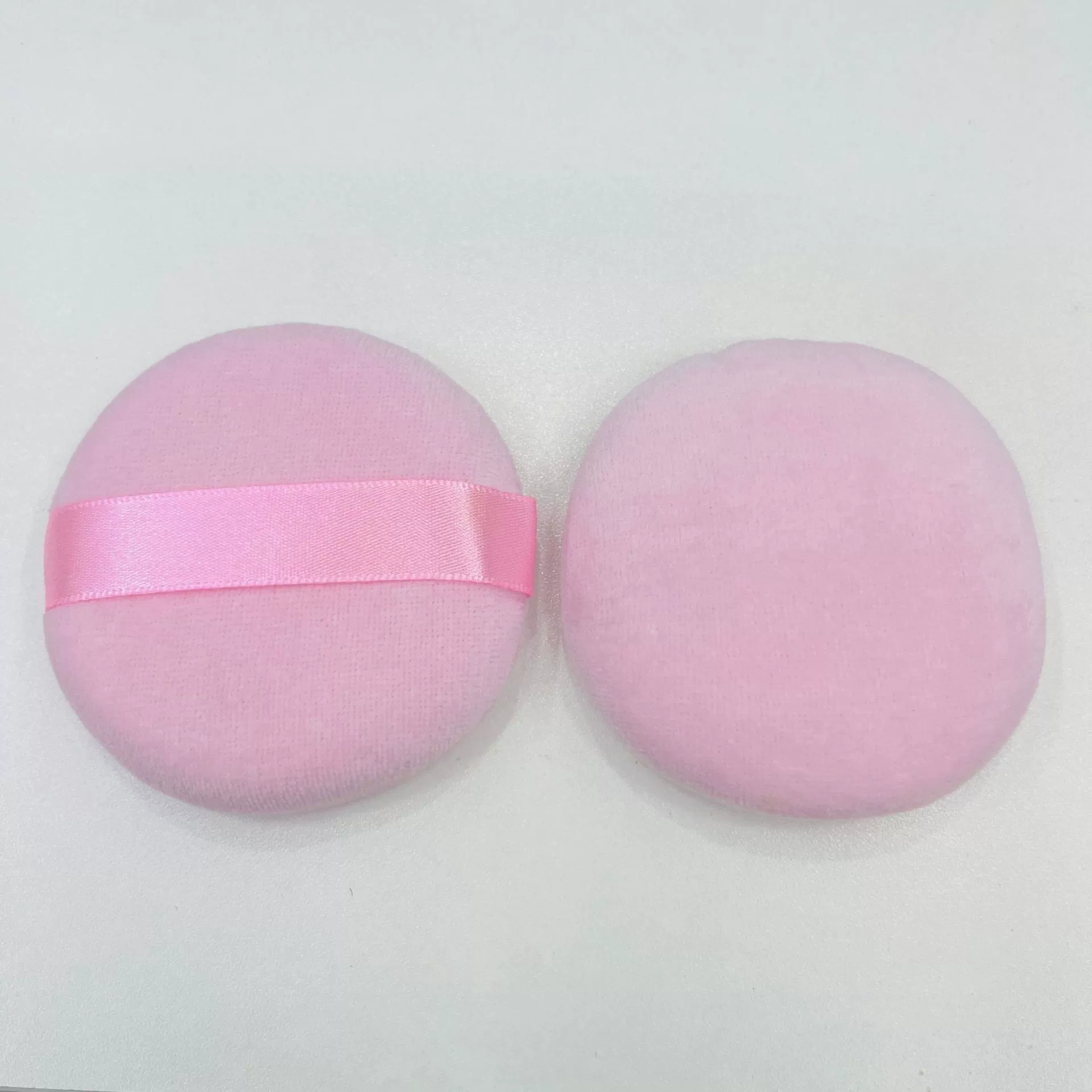 Triangular Powder Puff Sponge, Ribbon Grip, Soft Velvet, Multi-Color (2–Box/OPP Options)