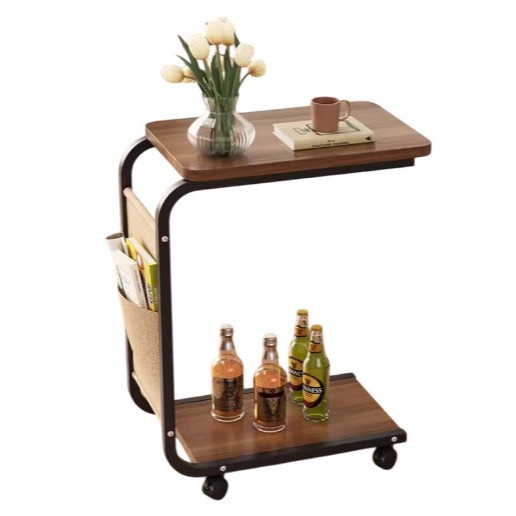 Sofá mesa lateral portátil simple tipo C pequeña mesa de café mesa de noche Mesa de la computadora sala de estar dormitorio estante de almacenamiento