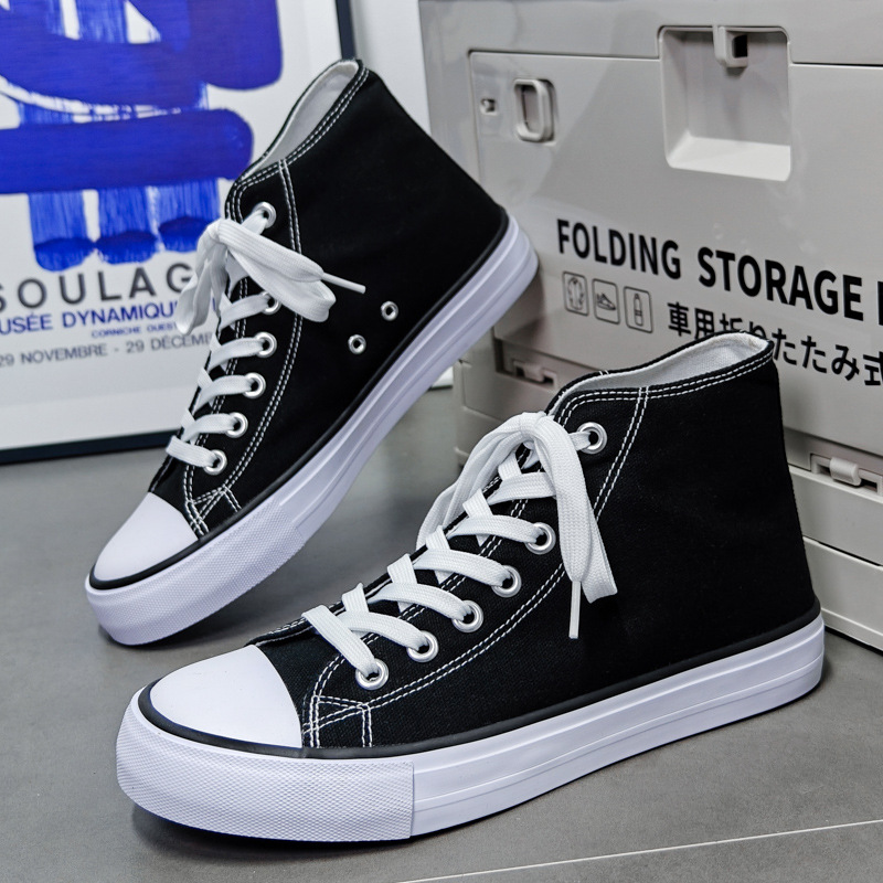 Cross-Border Summer New Style DIY High-Top Couple Canvas Shoes Men's Shoes Without Logo Breathable Student Cloth Shoes