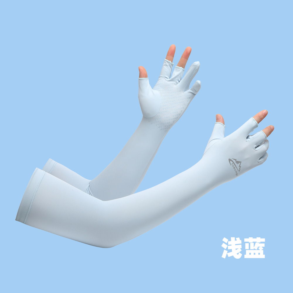 Funda de protección solar de seda de hielo para mujer, protección UV con fugas, se refiere al ciclismo de verano de los hombres, manga de protección de mangas al aire libre, manga de hielo de seda de hielo