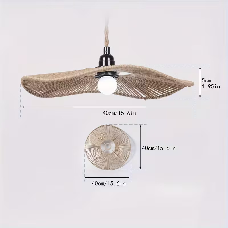 Trenzado transfronterizo lámpara de lámpara de bar restaurante sala de té zen vivienda creativa estilo artístico sombrero de paja lámpara de lámpara