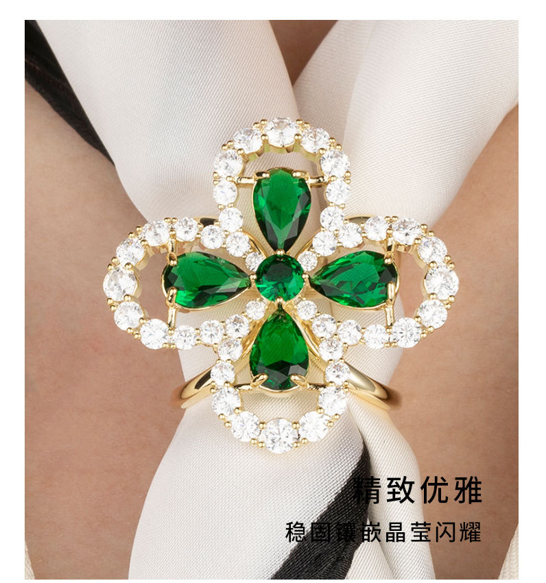 经典时尚百搭幸运四叶草丝巾扣小众轻奢花朵衣角扣新品