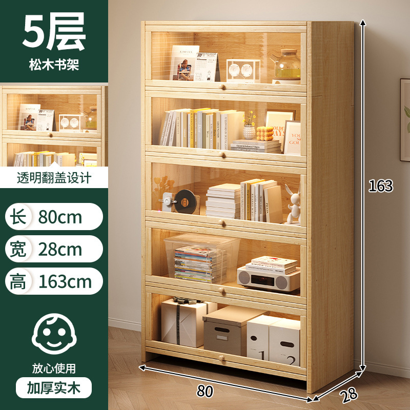 Estantes de madera sólida estantería de piso integrado contra la pared almacenamiento de almacenamiento de artículos de visualización de la sala de estar estante de libros para niños