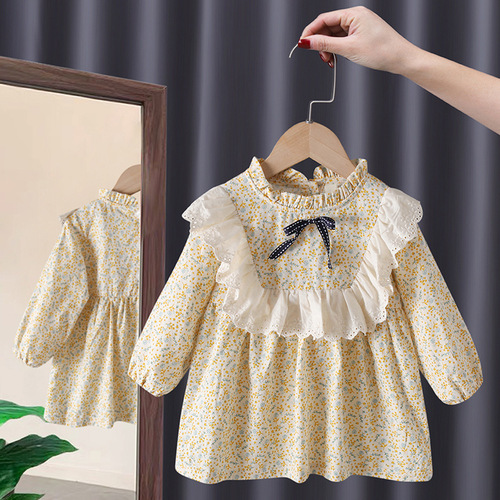 Children's dress for girls, baby dresses for spring and autumn seasons, children's little girl dress, pastoral princess dress, autumn edition, Korean style, stylish dress