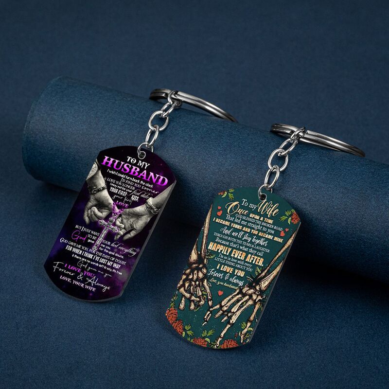 European and American Cross-border Couple Simple to my husband Gift to Husband Stainless Steel Color Printing Keychain Dog Lable European and American Cross-border Couple Simple to my husband Gift to Husband Stainless Steel Color Printing Keychain Dog Lable