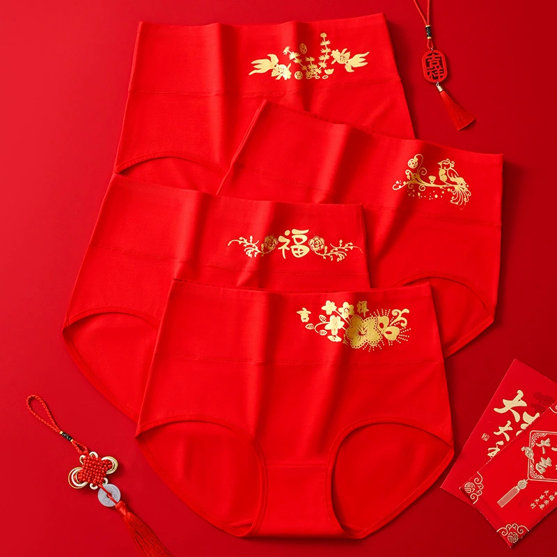 Дамы Новый год Красные трусы Праздничные красные трусики