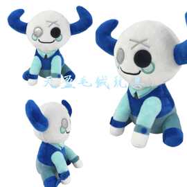跨境新款phighting broken plush蓝色双角牛毛绒玩偶公仔