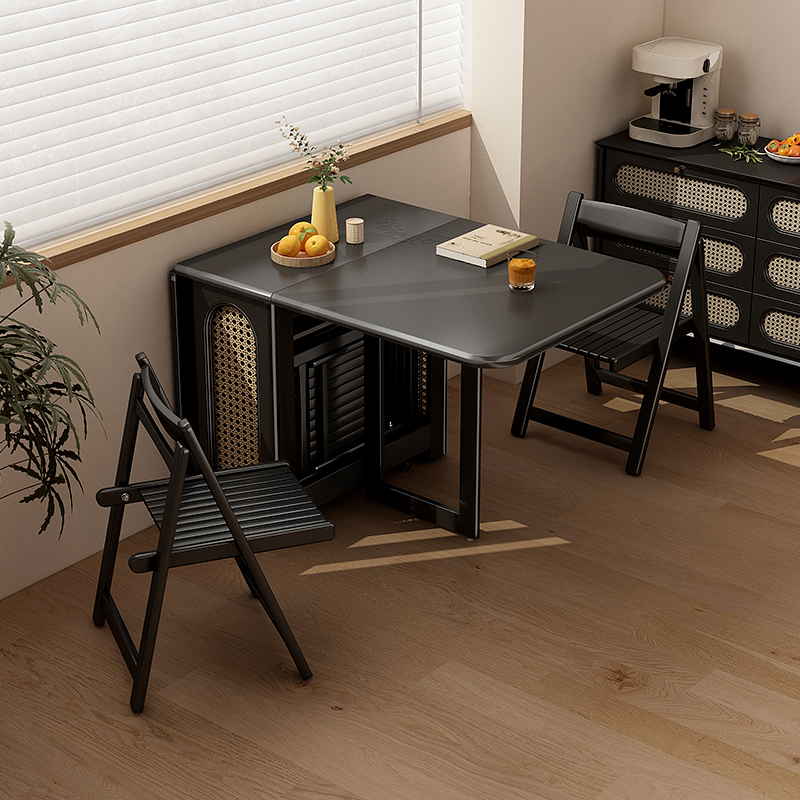Retro-Style Light Luxury Slate Desk and Chair Set for Home Use, with Built-In Induction Cooker for Hot Pot, Rectangular Dining Table Retro-Style Light Luxury Slate Desk and Chair Set for Home Use, with Built-In Induction Cooker for Hot Pot, Rectangular Dining Table