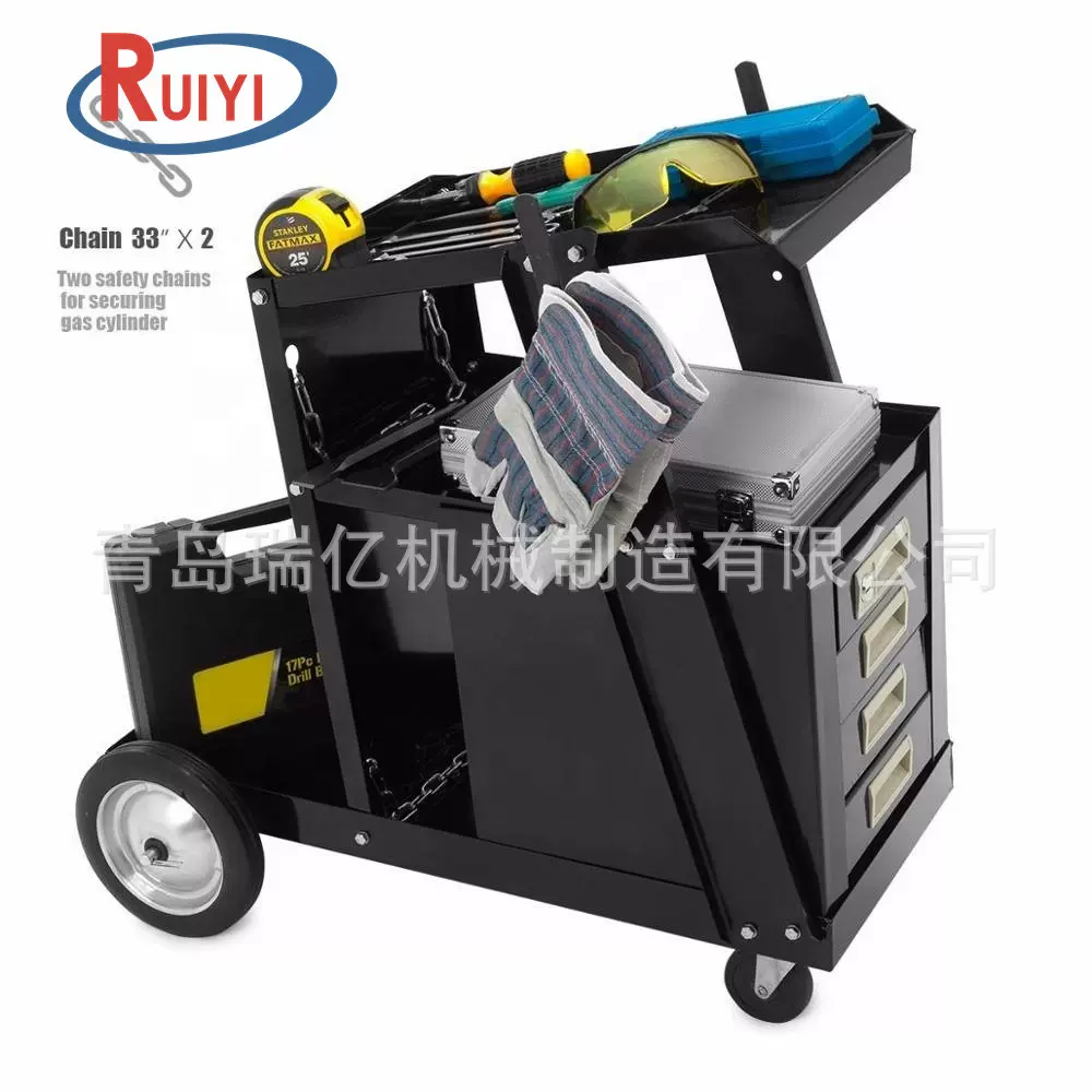 车间移动烧电焊手推车 带4层抽屉电焊工具车 带把二保气保焊拉车