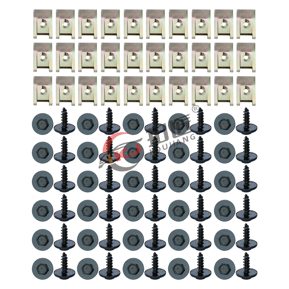 跨境热销汽车装饰固定快丝垫片40pcs/60pcs汽车扣适用镀黑锌六角