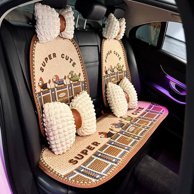 and Cute, Breathable Summer Cooling Pad | Seat cushion, seat cover - three-dachshunds-deluxe-rear-seat-5-seater