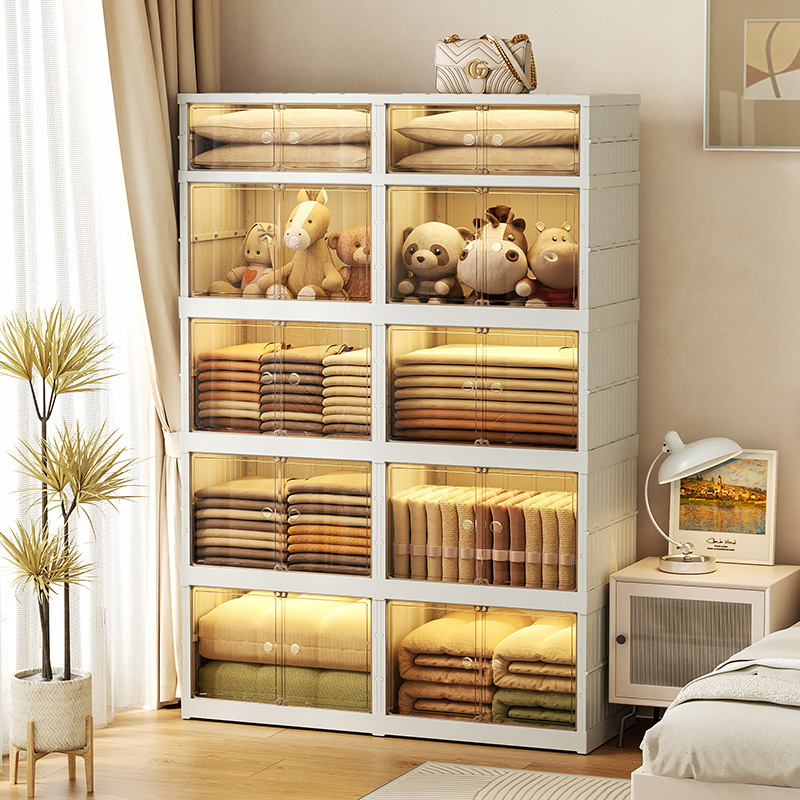 Armario de almacenamiento de plástico plegable sin instalación, para uso doméstico, para ropa, juguetes y artículos diversos de niños, gabinete de aperitivos para sala de estar