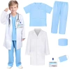 White coat, blue set, stethoscope