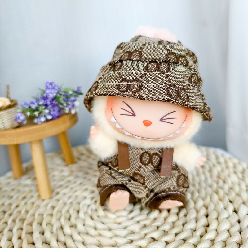 ラブブベビー服新商品2025着用可能ビニールラブブ人形周辺かわいい着せ替えビッグブランドオーバーオールセット|undefined