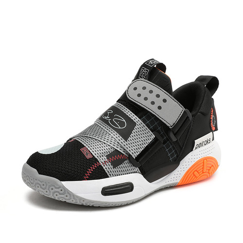 Children's Basketball Shoes 2024 Spring New Boys' Sports Shoes Medium and Large Children's Mesh Breathable Color Matching Casual Running Shoes