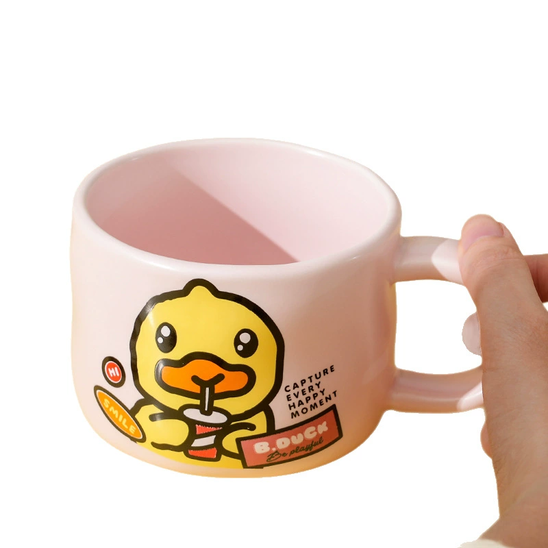 Кружка B.Duck с маленькой жёлтой уточкой, мультяшная милая керамическая чашка для пары, кофейная кружка для завтрака, девичья чашка