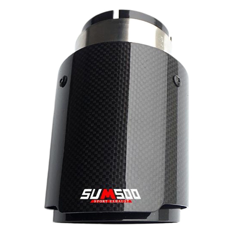 [Modelo Totalmente Negro] Tubo de Escape Universal de Fibra de Carbono Scorpio de un Solo Tubo y 89 mm de Diámetro para Modificación de Automóviles Todoterreno