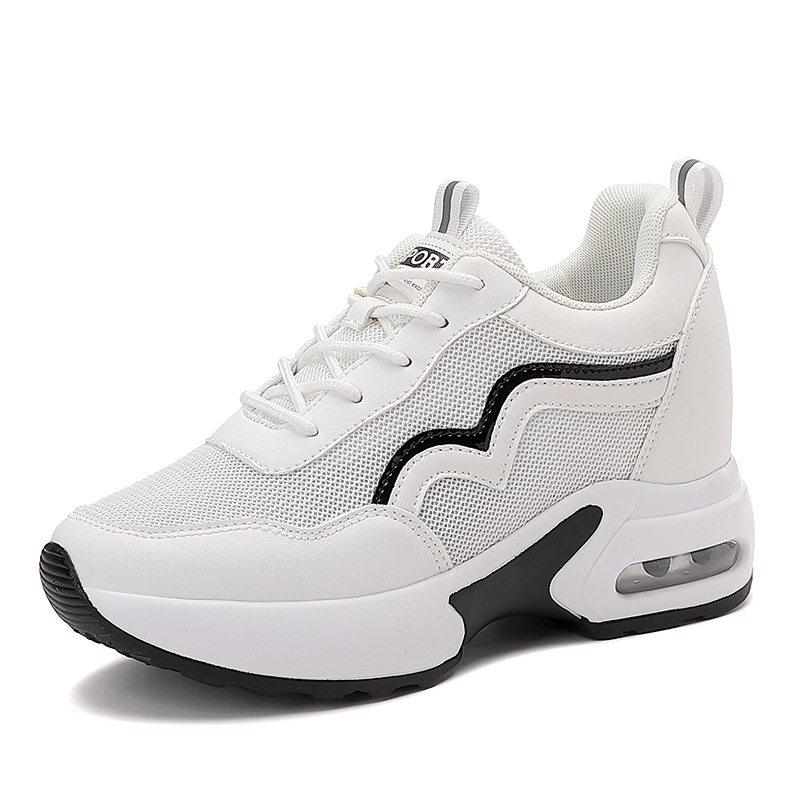 2025 nuevas zapatillas de malla transpirables zapatos de mujer tendencia transpirables versátiles con suela gruesa aumentando la altura de los zapatos casuales zapatos cojín de aire