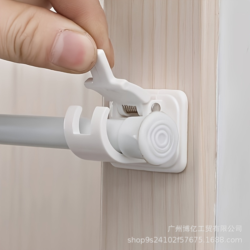 4-Piece Set of Auxiliary Hooks, No-Drill Curtain Rod Bracket Set, Self-Adhesive Traceless Hooks, No-Punch Sticky Hook Rod Holder