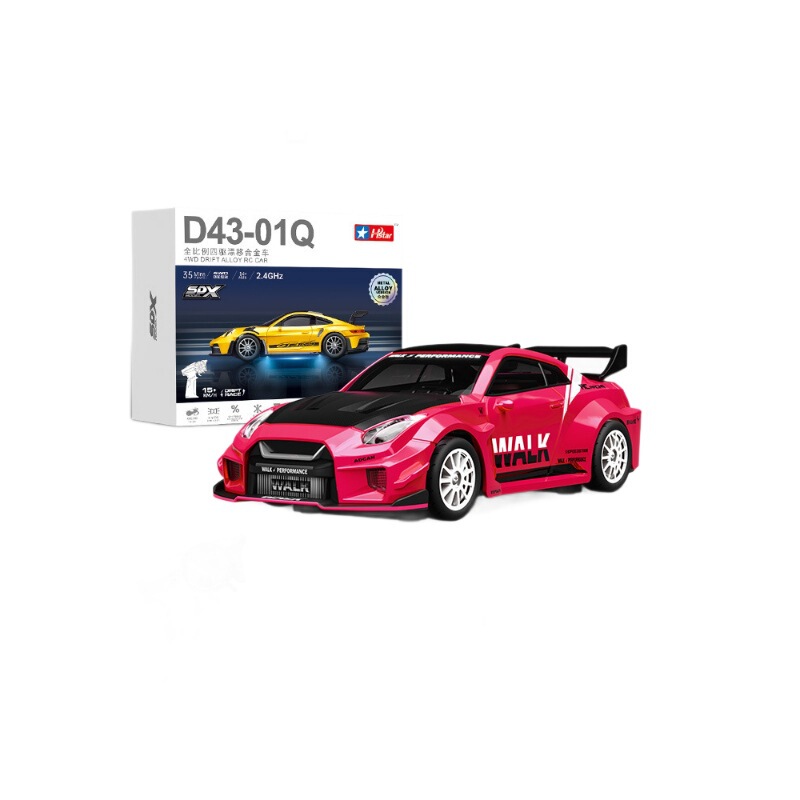 宏星专业RC遥控四驱合金漂移车1：43全比例可调陀螺仪玩具GTR赛车|undefined