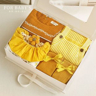 Newborn Category a Spring and Autumn Baby Girl Baby Clothes Set Full Moon 100 Days One Year Old Gift Box Practical Gift New Style
