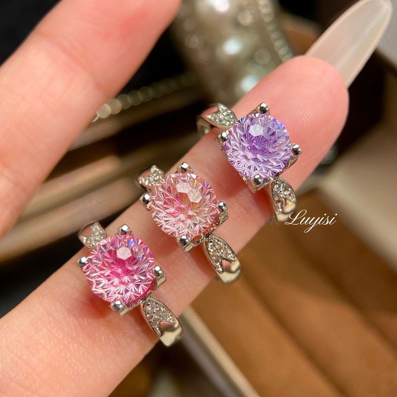ファッショナブルなフラッシュパライバ花火カットリング女性用ハイエンド象嵌高炭素ダイヤモンドアゲハタウルスダイヤモンドリング卸売|undefined