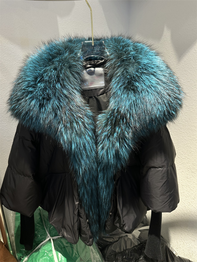 Women's Down Jacket With White Duck Down And Fur Short Coat_voghion.com