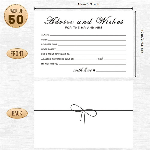 50 pieces per pack, 10*15CM blessing cards for wedding banquet activities, table cards, event decoration cards, writable