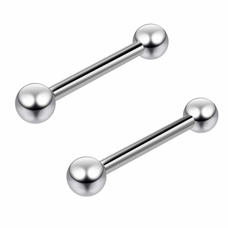 F136 Titanium Alloy Double-Headed External Tooth Straight Rod Ball Eyebrow Ring G23 Tongue Nail Ear Bone Nail Piercing Jewelry detail image 5